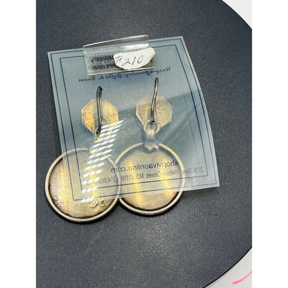 Vintage Sterling Silver Aztec Floral Heavy Double Drop Dangle Earrings 16 grams - Picture 3 of 10